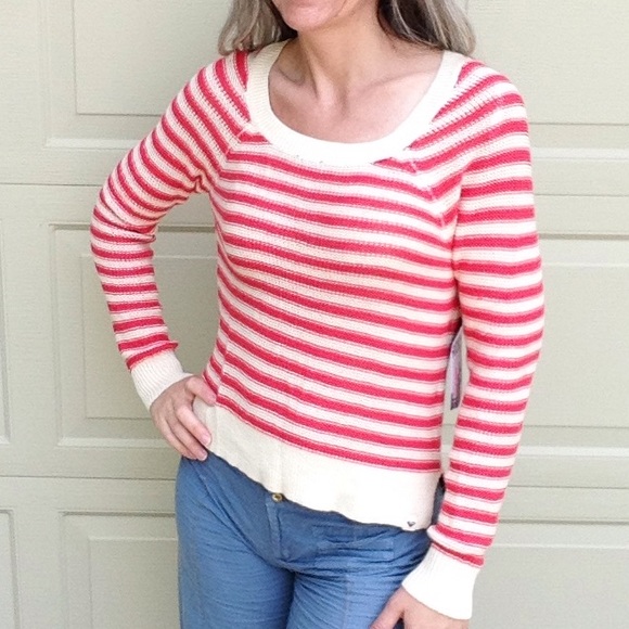 nwt ROXY starboard coral stripe sweater M L (K1) - Picture 3 of 8